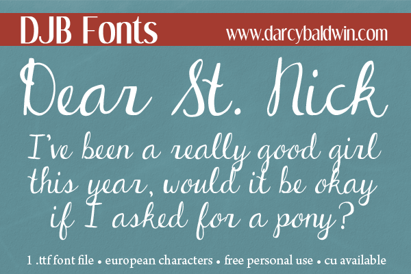 What a great font for Christmas letters! Get it free for personal use @ #DJBFonts !