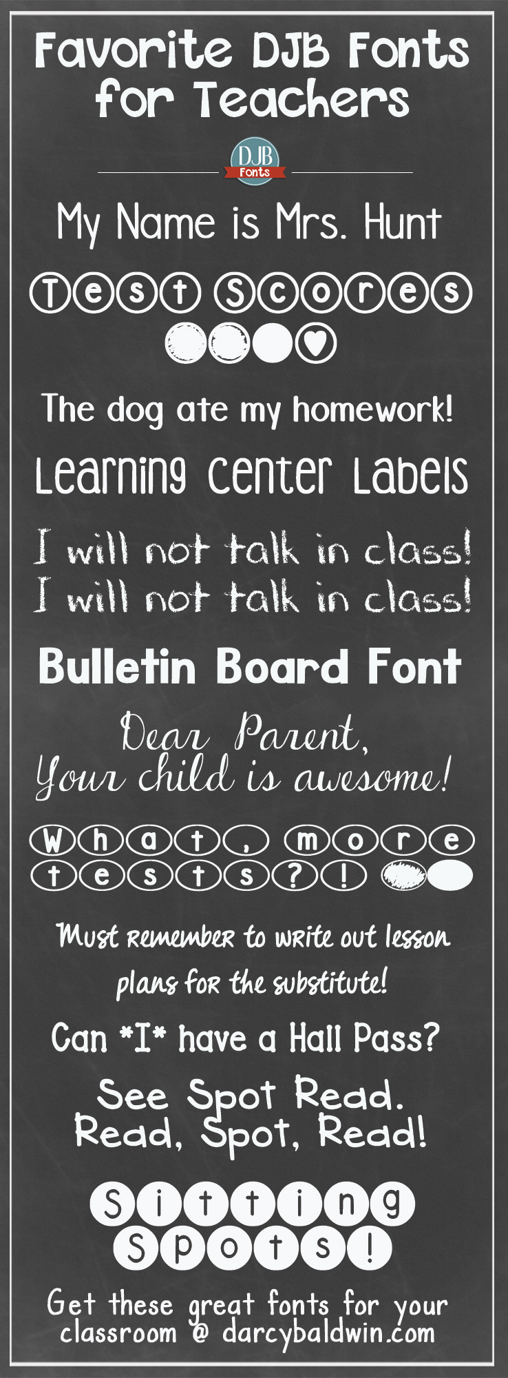 Back to School is just around the corner!! Here are some free "for the classroom" fonts for teachers from DJB Fonts. Which are your favorite teacher fonts?