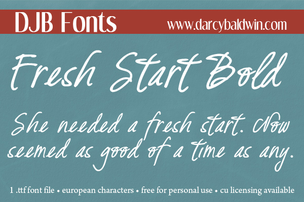 DJB Fresh Start font - Free for personal use, commercial licensing available. Includes European characters