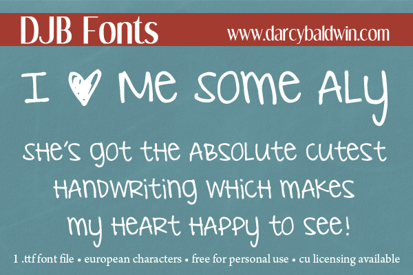 DJB Fonts - I Love Me Some Aly -- SO CUTE AND FREE!