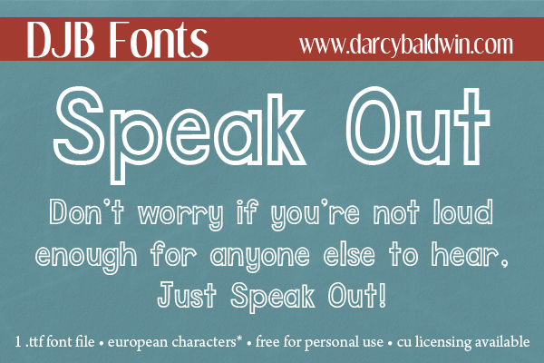 DJB Speak Out Font - awesome new outline font available for free personal use from DJB Fonts!