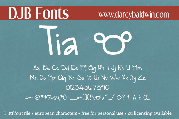 DJB Tia -- A surprisingly fun font that is chalk full of personality and free for personal use from DJB Fonts!