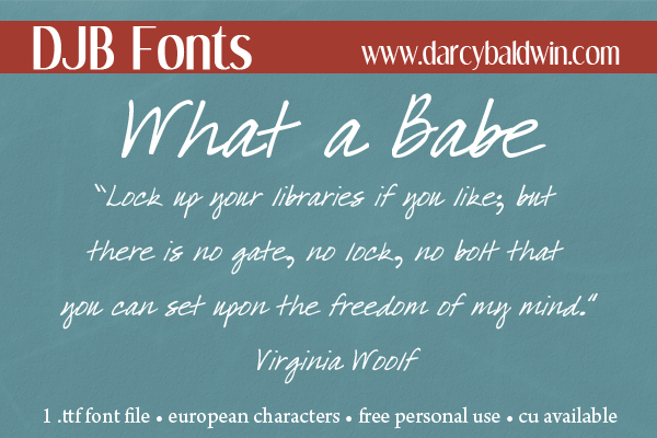 An amazingly easy to read scripted hybrid font that is great for accent title work, journaling and a look that is perfect for taglines. Free for personal use, commercial license available @ DJB Fonts