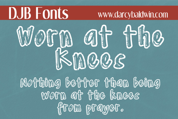 DJB Worn at the Knee, a free font for personal use that looks a little chalky, a little bit like a messed up, rub-on alphabet sticker, and a lot like the coolest font you might use this week!